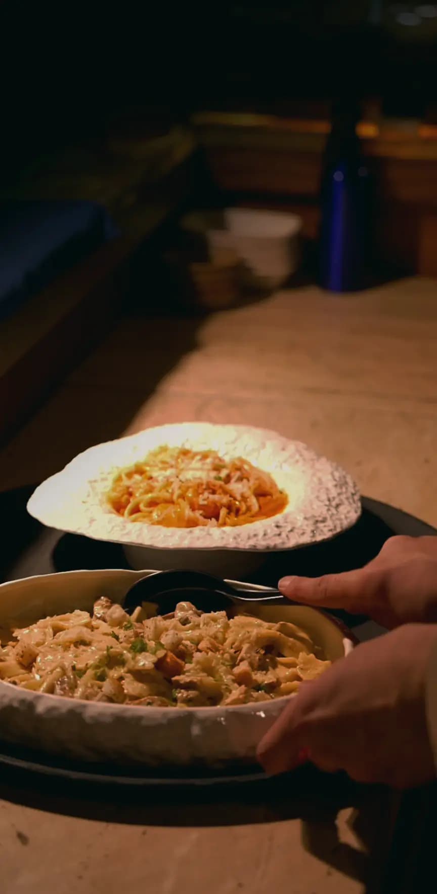 Pasta service, tableside